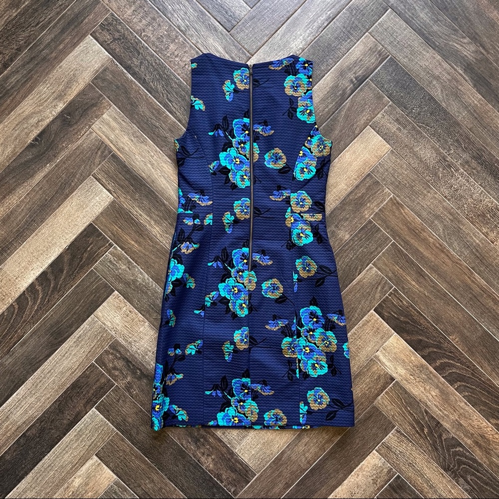 Blue Textured Floral Shift Dress Sz 0